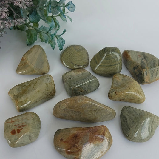 Green Silver Leaf Jasper - Tumbled - Large