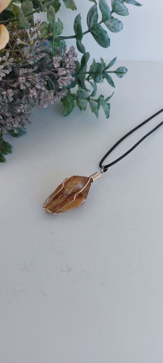 Raw Citrine Wire Wrapped Pendant