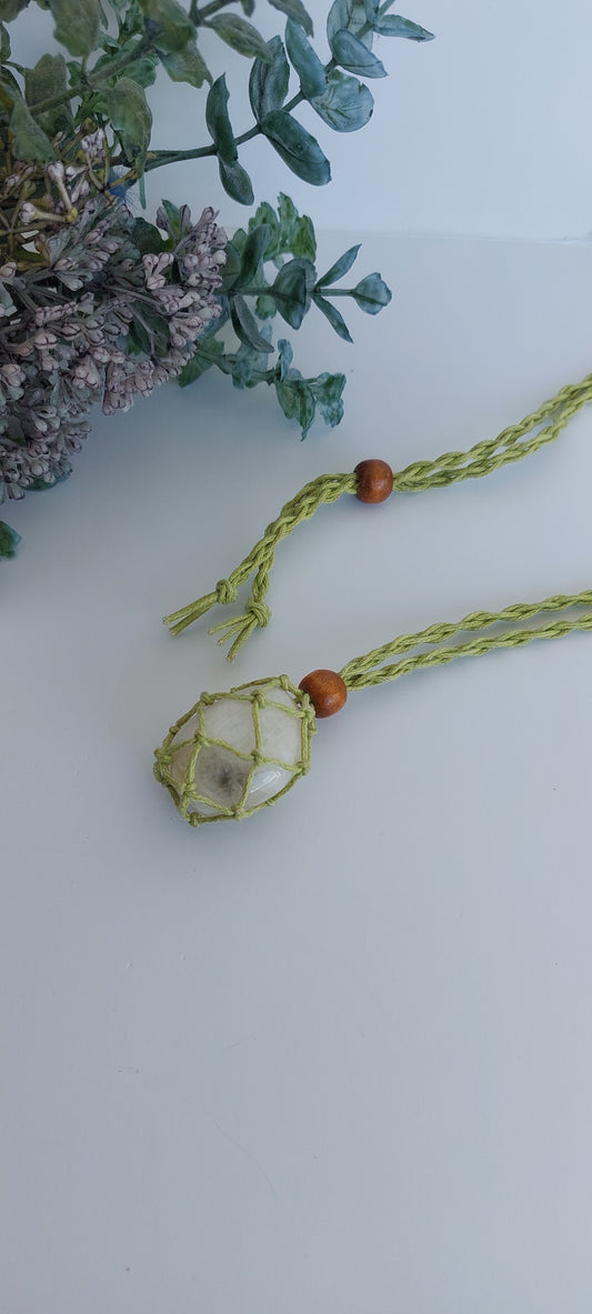 Rainbow Moonstone Macrame Necklance