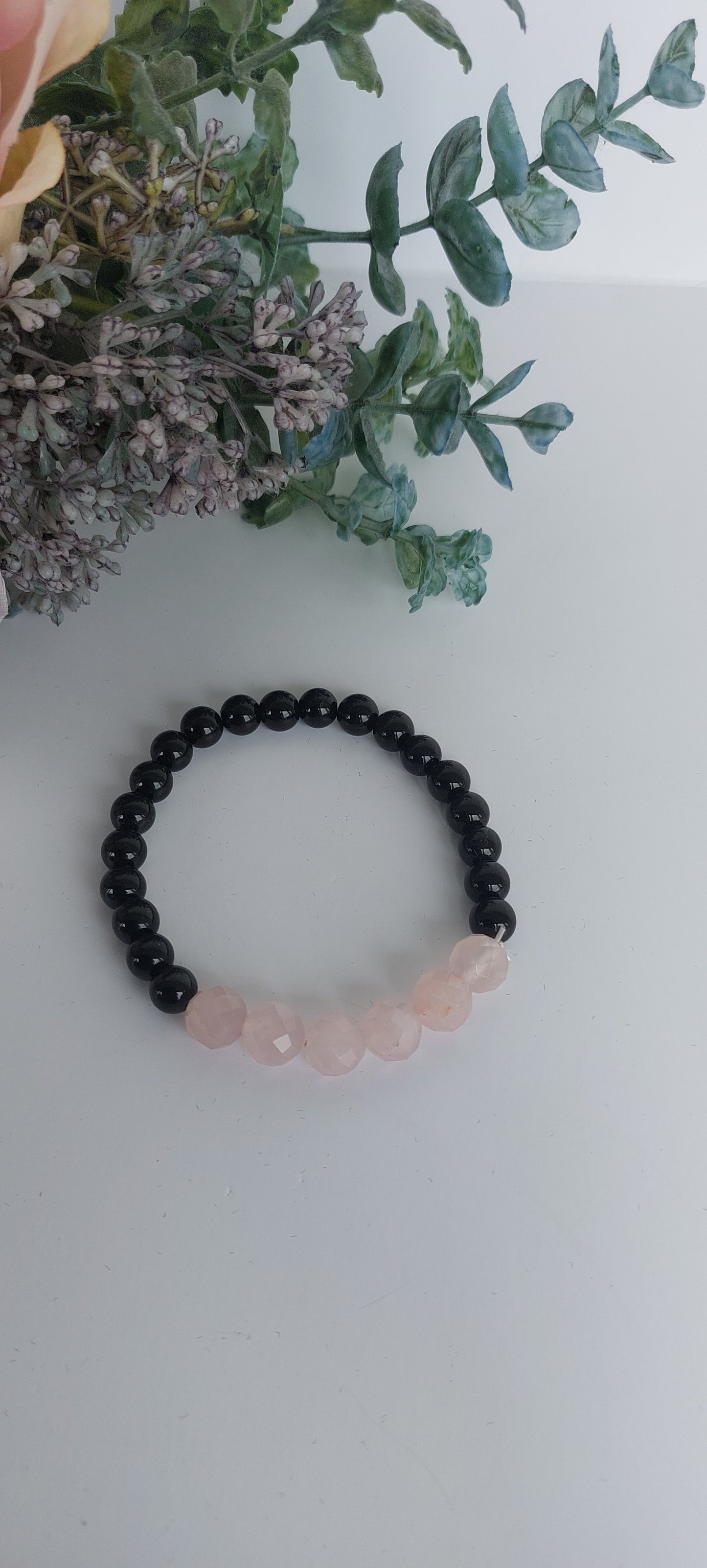 Obsidian + Rose Quartz Bracelet