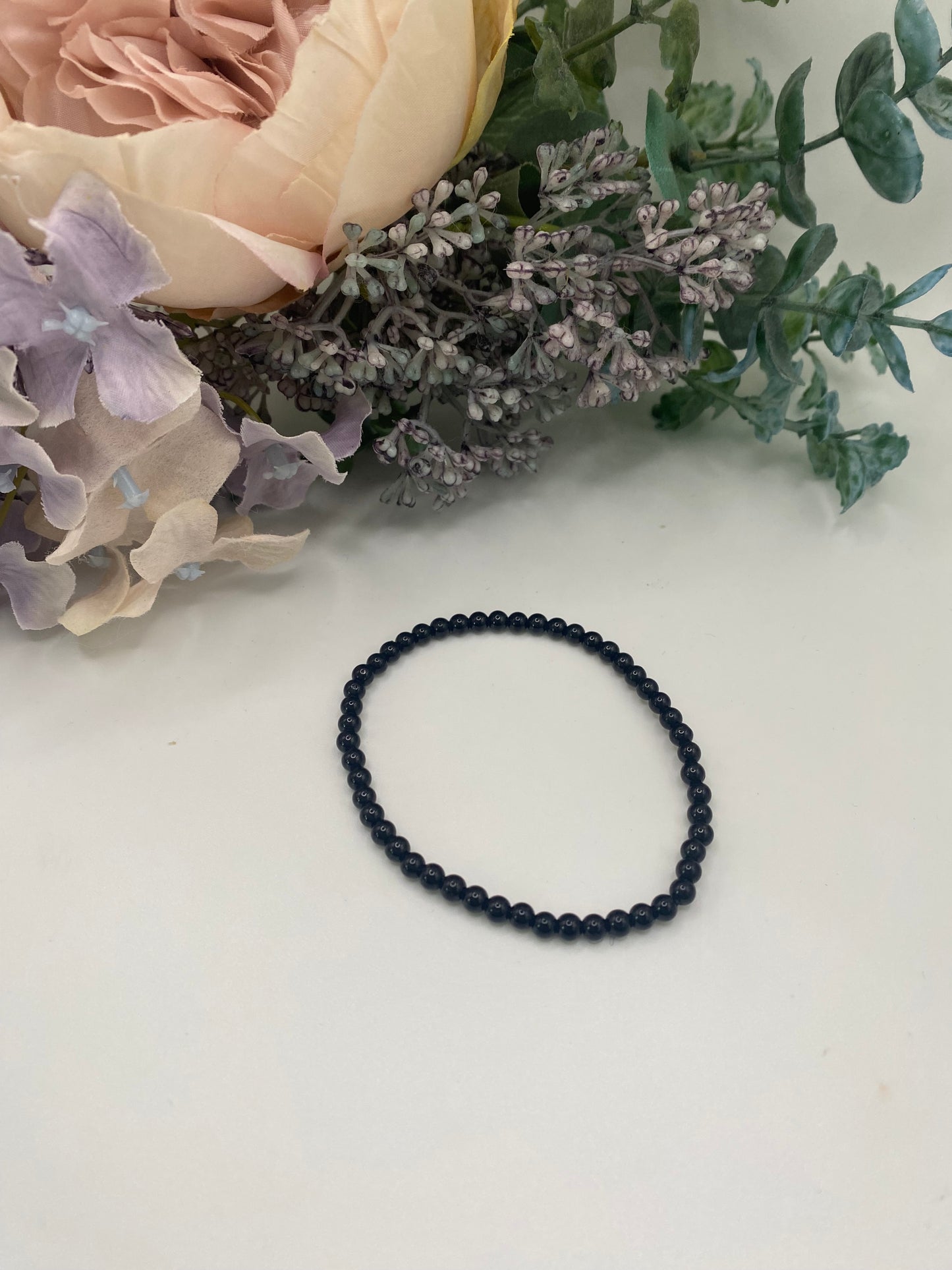 Black Tourmaline Bead Bracelet - 4mm