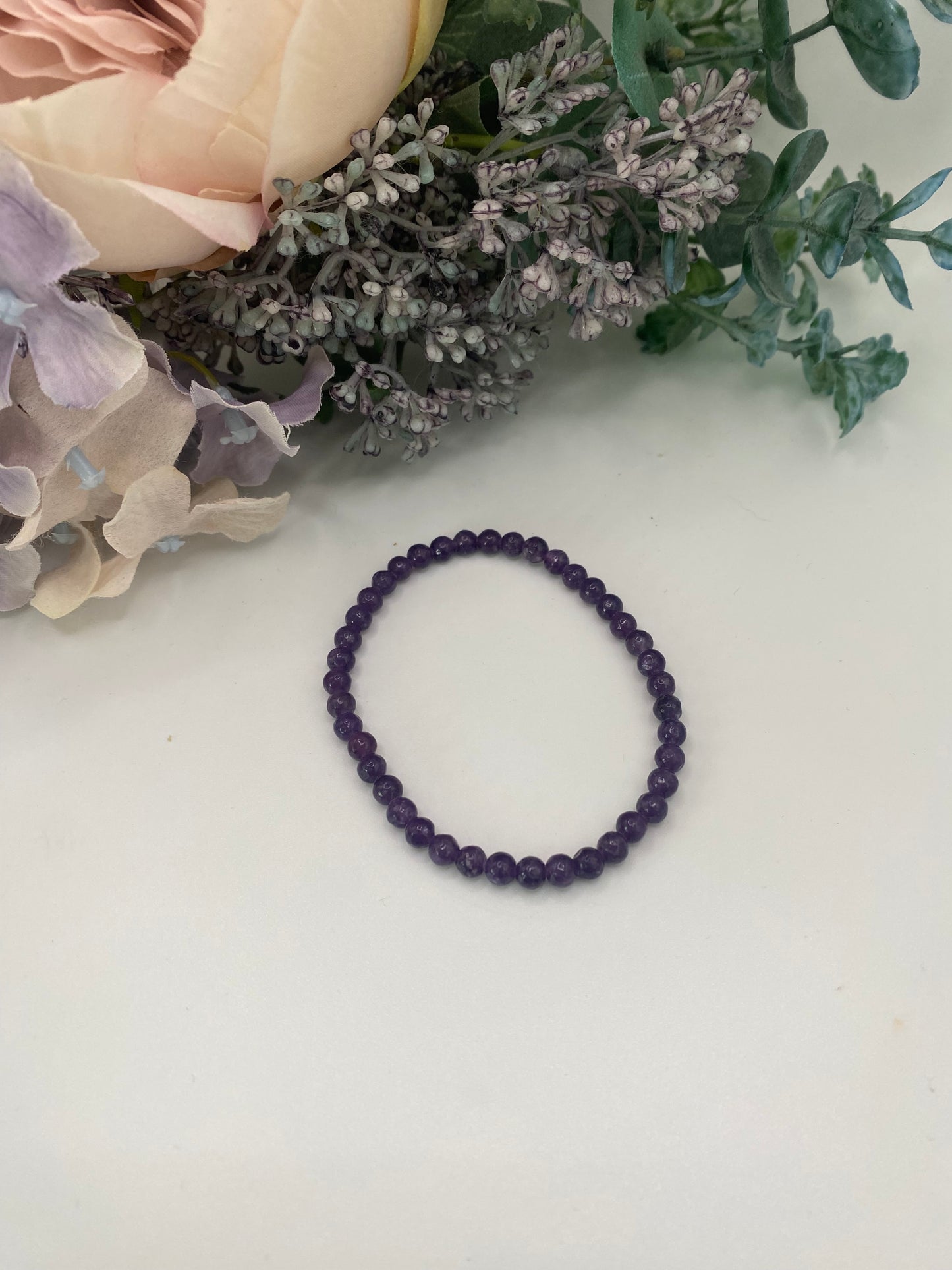 Amethyst Bead Bracelet - 4mm