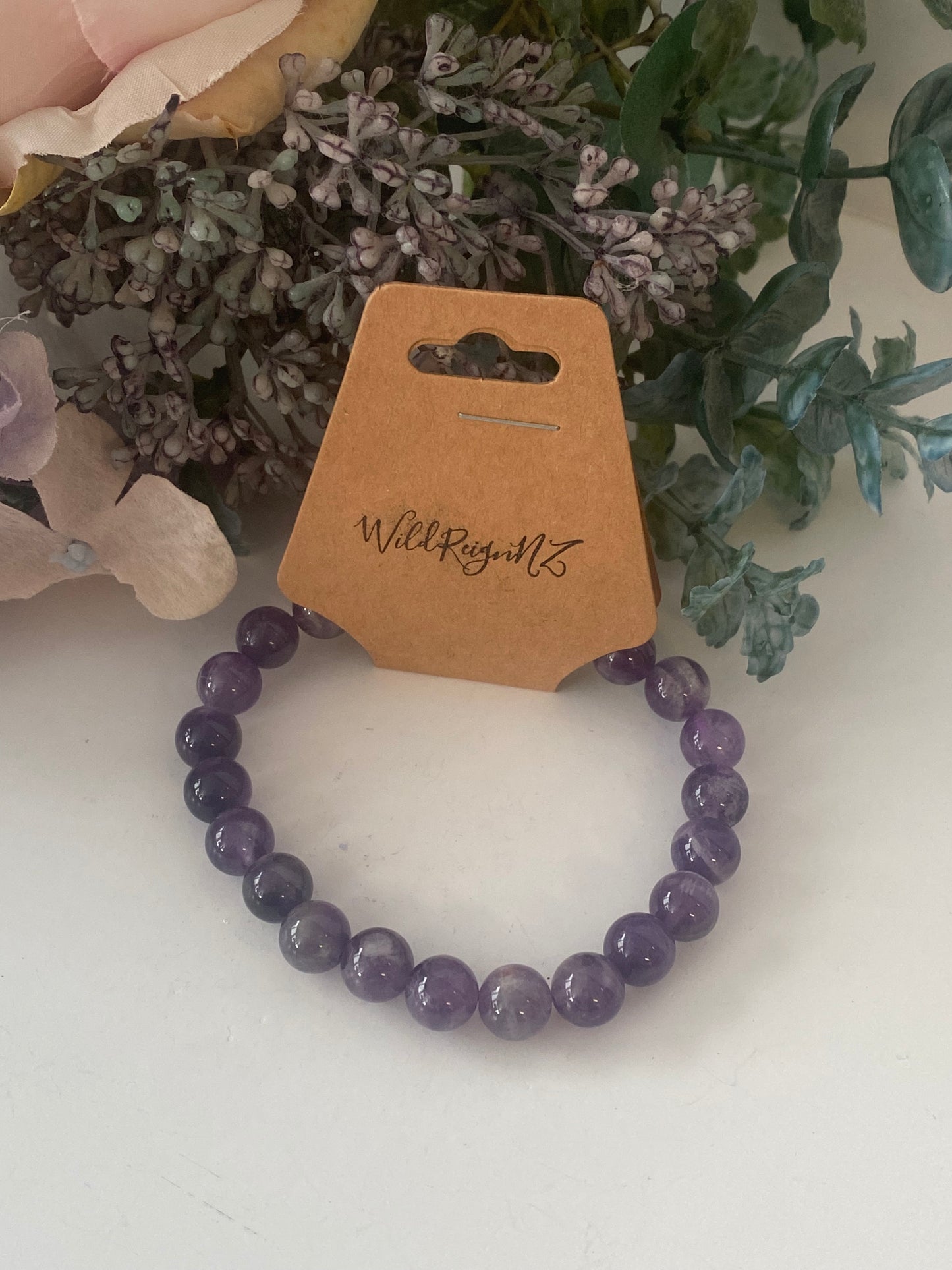 Chevron Amethyst Bead Bracelet