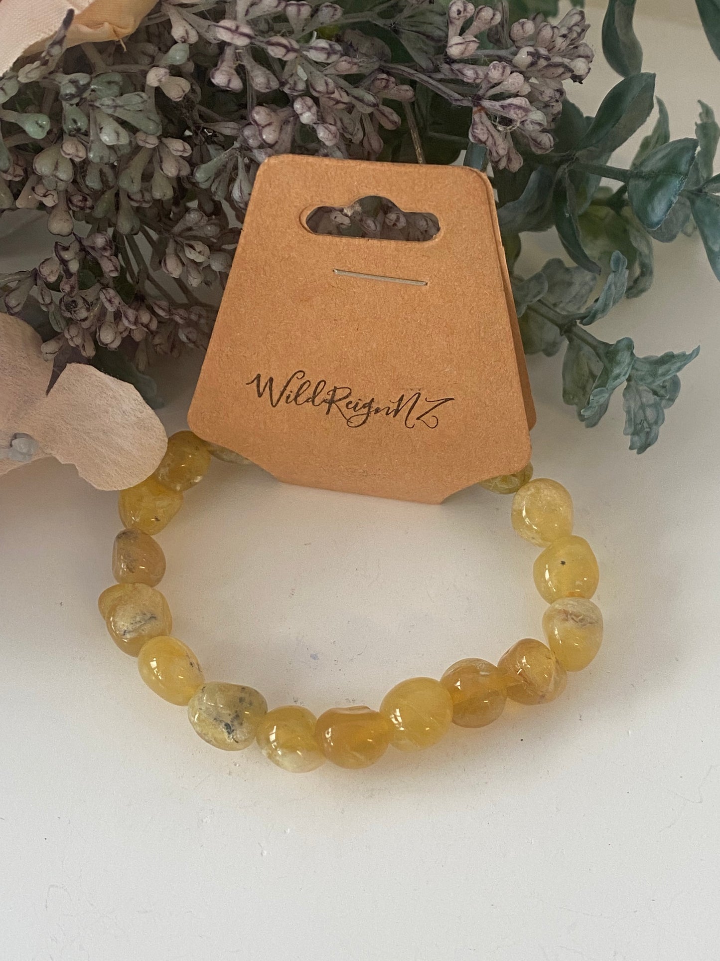 Yellow Opal Bead Bracelet